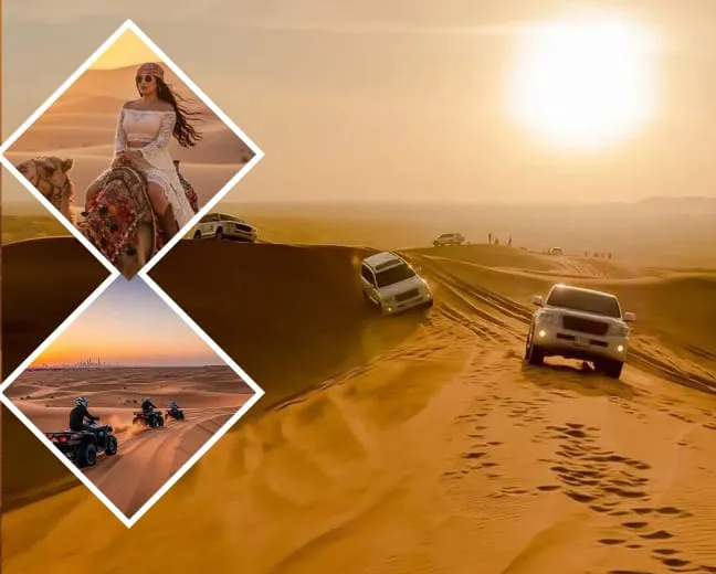 Budget evening desert safari Dubai sunset stop in dunes